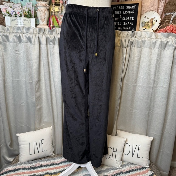 Black Velvet Drawstring Pants - Picture 2 of 9